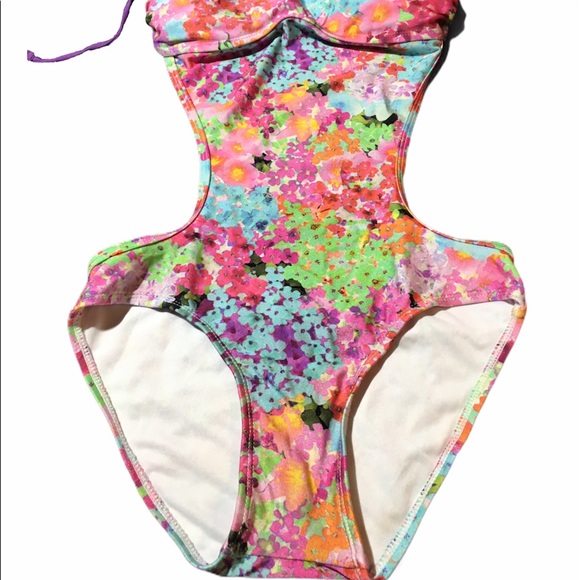 RELLECIGA Lattice Neck Floral colorful Monokini - Picture 4 of 10